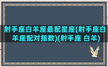 射手座白羊座最配星座(射手座白羊座配对指数)(射手座 白羊)